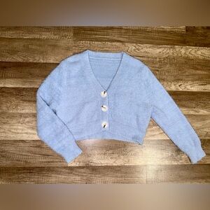 Blue Button-Up Cozy Sweater